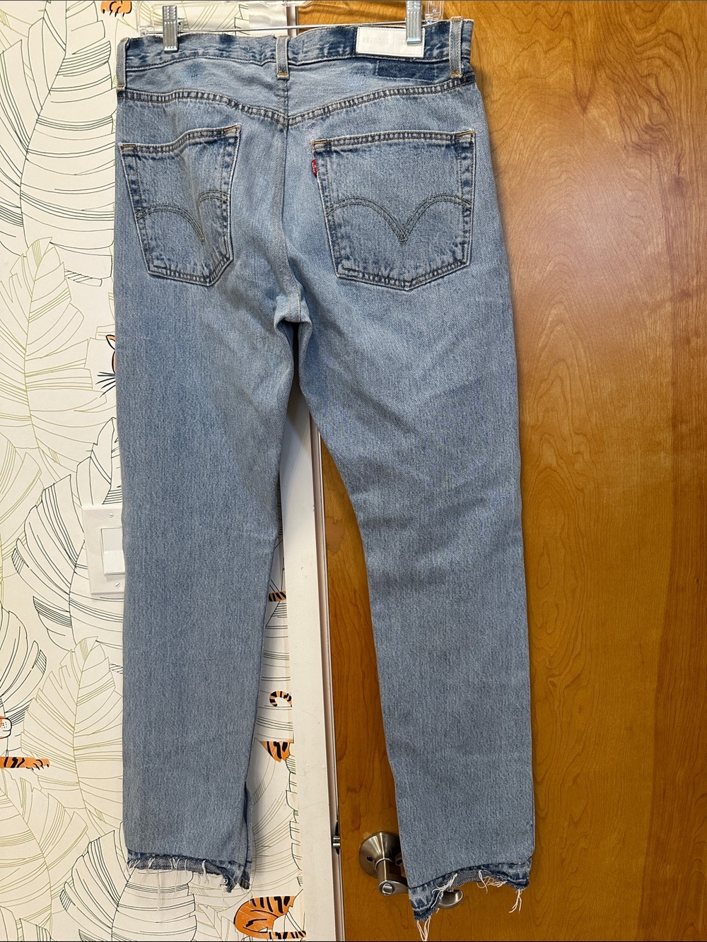 Re/Done Vintage Levis Straight Leg Jeans in Light Blue Wash